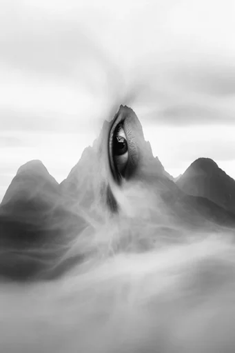 Monochrome Ethereal Blur style reference image — high contrast monochrome
