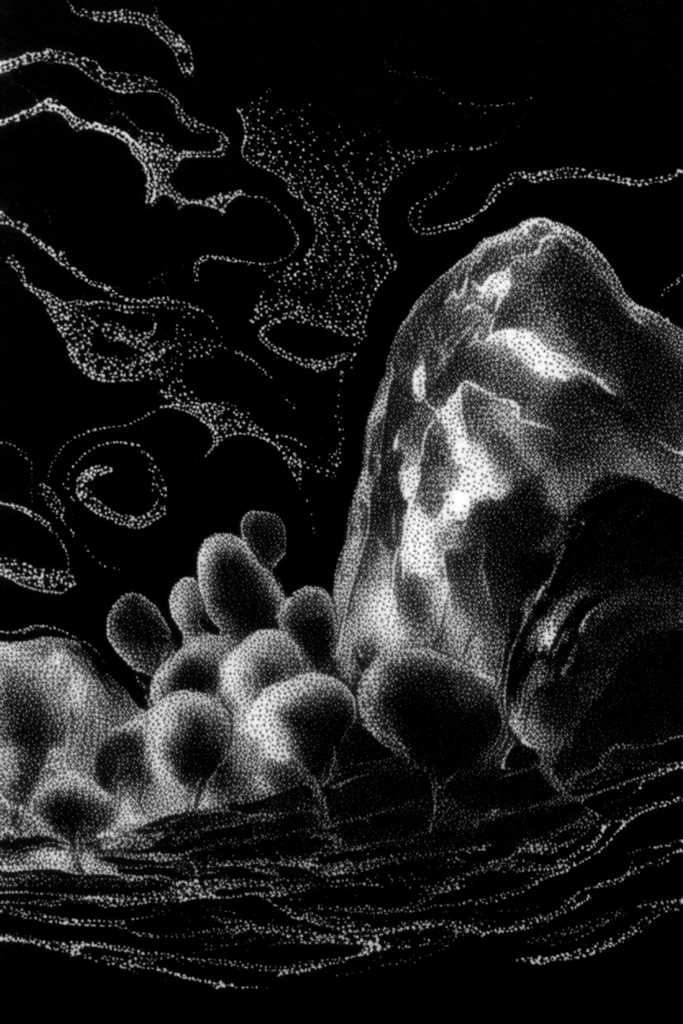 Luminous Pointillist Noir style AI image example 2