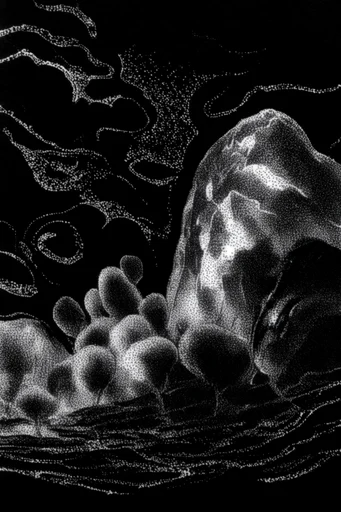 Luminous Pointillist Noir style AI image example 2