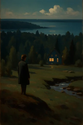 Nocturnal Urban Melancholy style reference image — painterly impasto texture