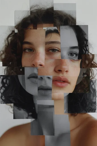 Fragmented Analog Collage style reference image — warm amber lighting