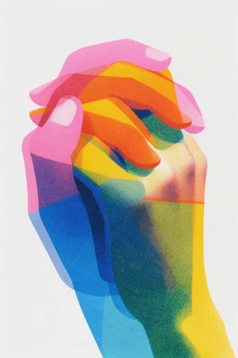 Tactile Neon Printcraft style reference image — vibrant CMYK palette