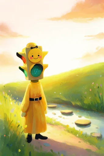 Sun-Drenched Whimsical Nostalgia style reference image — soft painterly gouache texture