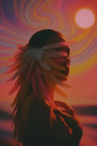 Nostalgic Cosmic Surrealism style reference image — ethereal light trails