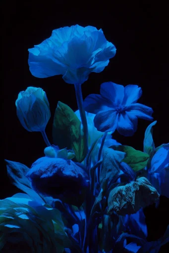 Luminous Cobalt Noir style reference image — sculptural textures