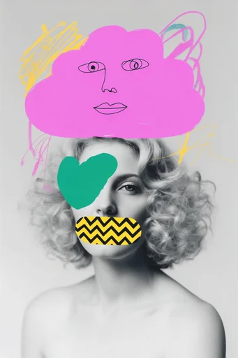 Surrealist Graphic Collage style reference image — high contrast pop art