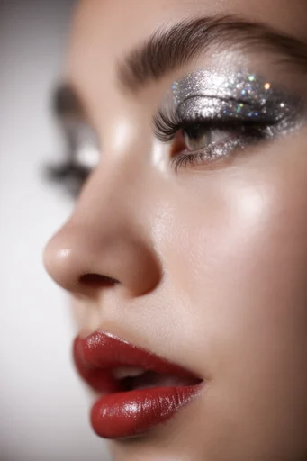 Luminous Cyber Glitz style reference image — metallic chrome finish