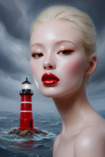 Surrealist Editorial Beauty style reference image — flawless skin texture