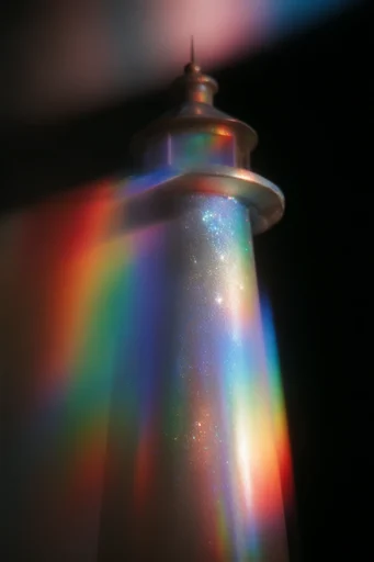 Spectral Prismatic Etherealism style reference image — high-contrast deep black background