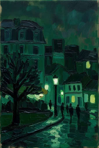 Nocturnal Impasto Tonalism style reference image — thick impasto oil painting