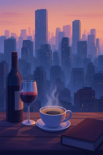 Neon Twilight Metropolis style reference image — neon and amber lighting