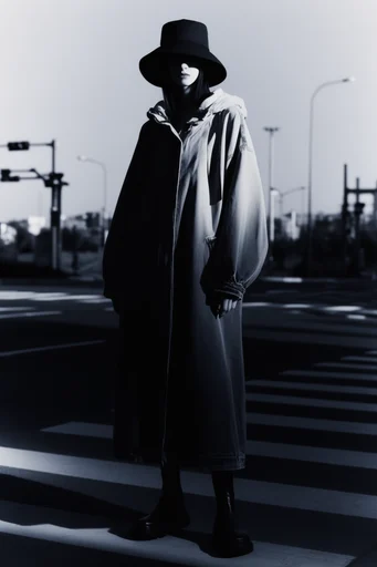 Fragmented Monochromatic Noir style reference image — high-contrast black and white