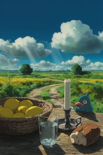 Luminous Anime Pastoralism style reference image — painterly anime background