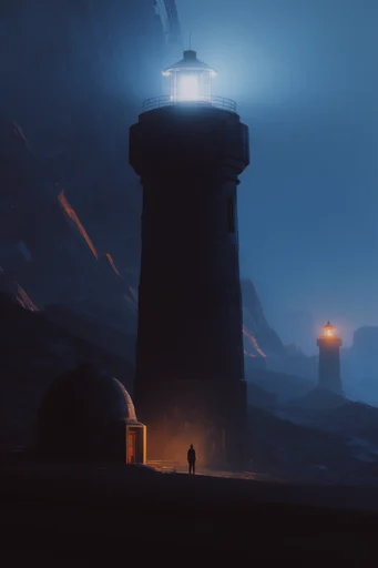Monolithic Cosmic Noir style reference image — volumetric atmospheric haze