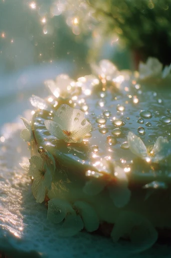 Ethereal Golden Dew style reference image — translucent organic textures