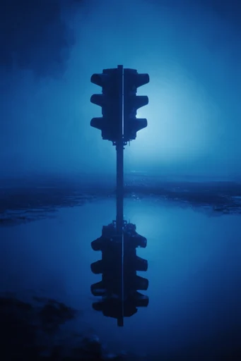 Monochromatic Abyssal Brutalism style reference image — glowing ethereal light