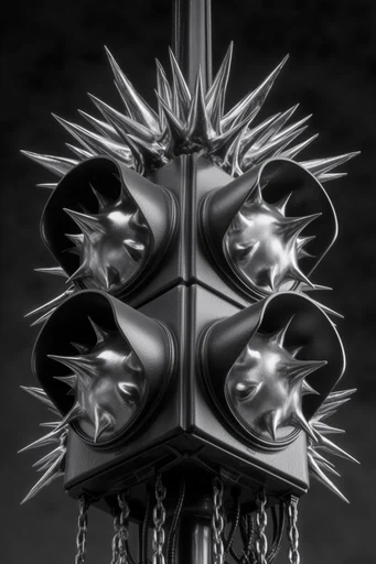 Industrial Chrome Gothic style reference image — chiaroscuro studio lighting