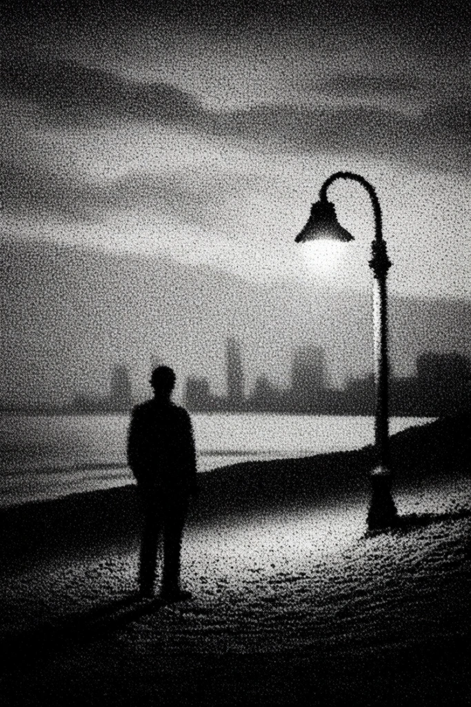 Atmospheric Monochrome Noir style AI image example 2