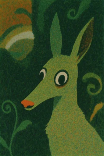 Moody Nocturnal Pastoral style reference image — deep forest green palette