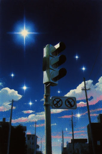 Retro-Surrealist Neon Dreamscape style reference image — nocturnal neon glow