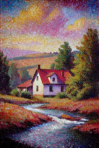 Luminous Chromatic Pointillism style reference image — stippled texture