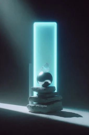 Monolithic Neon Minimalism style reference image — minimalist cyberpunk