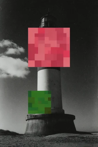 Monochrome Graphic Surrealism style reference image — geometric graphic intervention