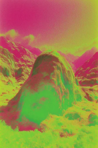 Neon Analog Halftone style reference image — acidic neon palette