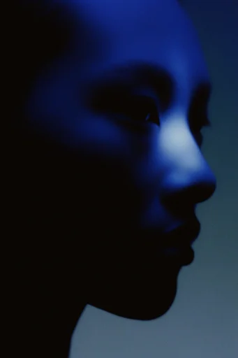 Nocturnal Liquid Silhouette style reference image — monochromatic cobalt and teal