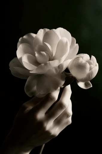 Ethereal Chiaroscuro Botanicals style reference image — translucent petal texture