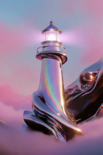 Iridescent Liquid Futurism style reference image — ethereal high-gloss finish