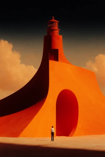 Surreal Terracotta Minimalism style reference image — dramatic sunlight