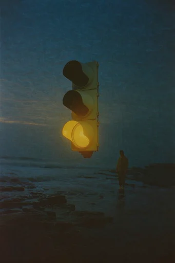 Nocturnal Surrealist Chiaroscuro style reference image — deep twilight blue