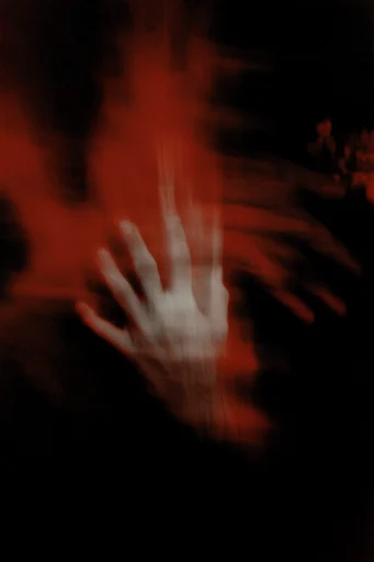 Spectral Thermal Noir style reference image — crimson and black palette