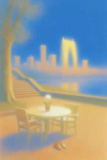 Ethereal Grainy Whimsy style reference image — heavy grain noise