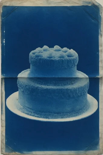 Architectural Cyanotype Abstraction style reference image — distressed archival print