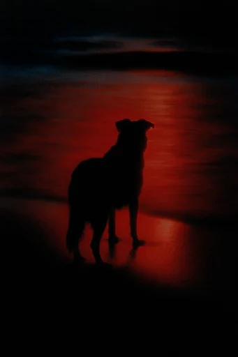 Nocturnal Crimson Noir style reference image — silhouette framing