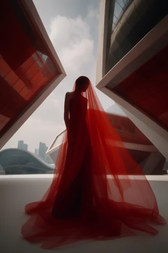 Translucent Crimson Etherealism style reference image — clean studio composition