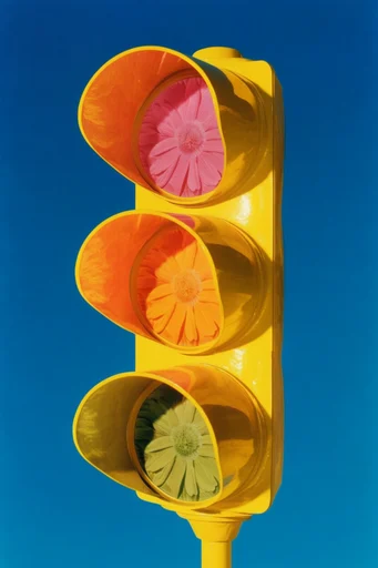 Saturated Graphic Botany style reference image — high-contrast color blocking