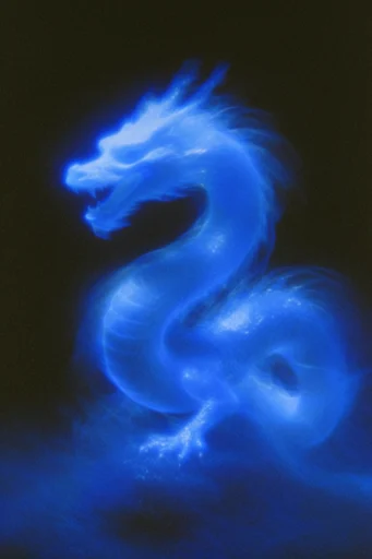 Ethereal Spectral Cyanotype style reference image — heavy analog film grain