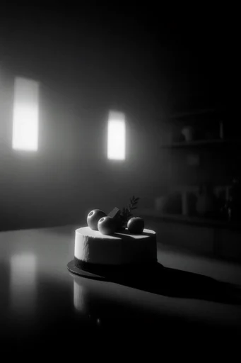 Ethereal Monochrome Noir style reference image — spectral halation