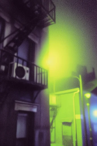Luminous Noir Synth style reference image — monochromatic neon green