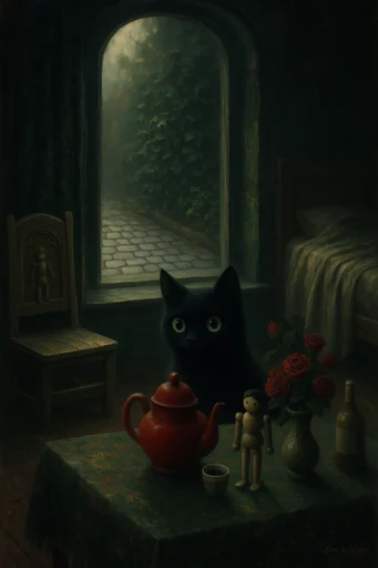 Mystical Nocturnal Romanticism style reference image — dark whimsical folklore