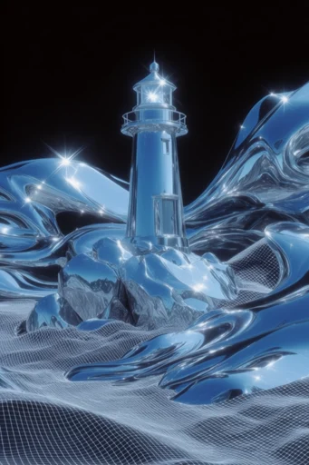 Prismatic Chrome Futurism style reference image — starburst lens flare