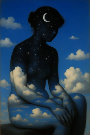 Celestial Surrealist Vision style reference image — magritte-inspired