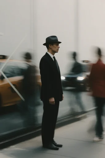 Kinetic Spectral Minimalism style reference image — long exposure motion blur