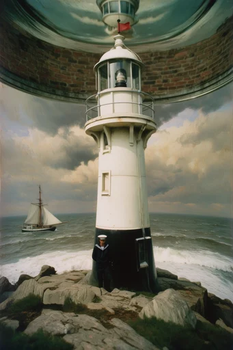 Cinematic Retro Surrealism style reference image — saturated technicolor
