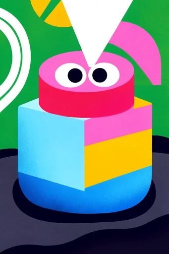 Textured Neo-Graphic Pop style reference image — whimsical stylized characters