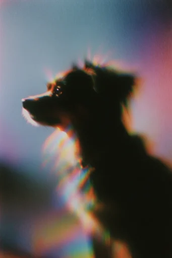 Ethereal Prismatic Nostalgia style reference image — silhouetted figure