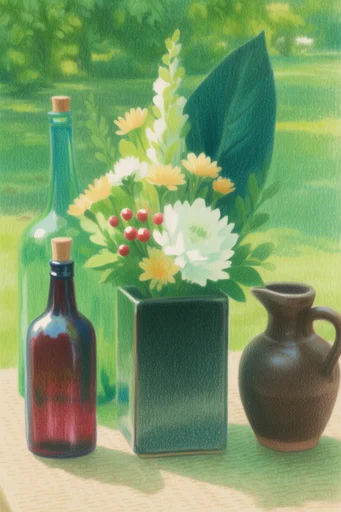 Tactile Verdant Illustration style reference image — tactile paper texture